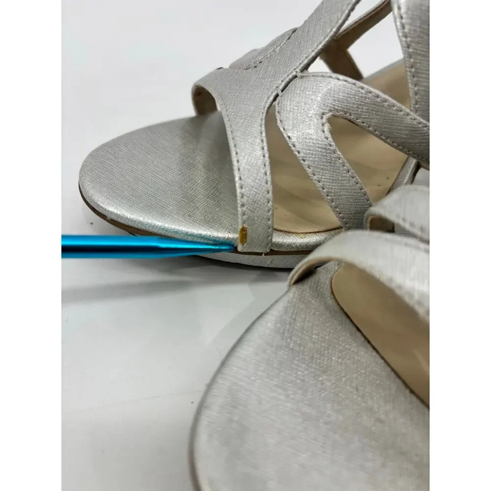 Naturalizer Danya Womens Size 7 Sandals Silver Metallic Strappy Heels